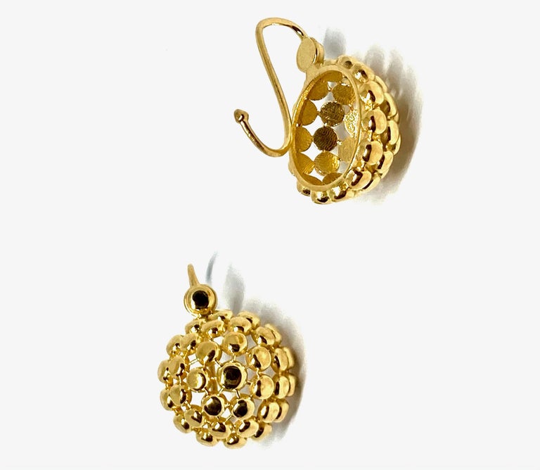 Classical Roman 22 Karat Gold Globe Earrings by Romae Jewelry Inspired by Ancient Roman Designs For Sale