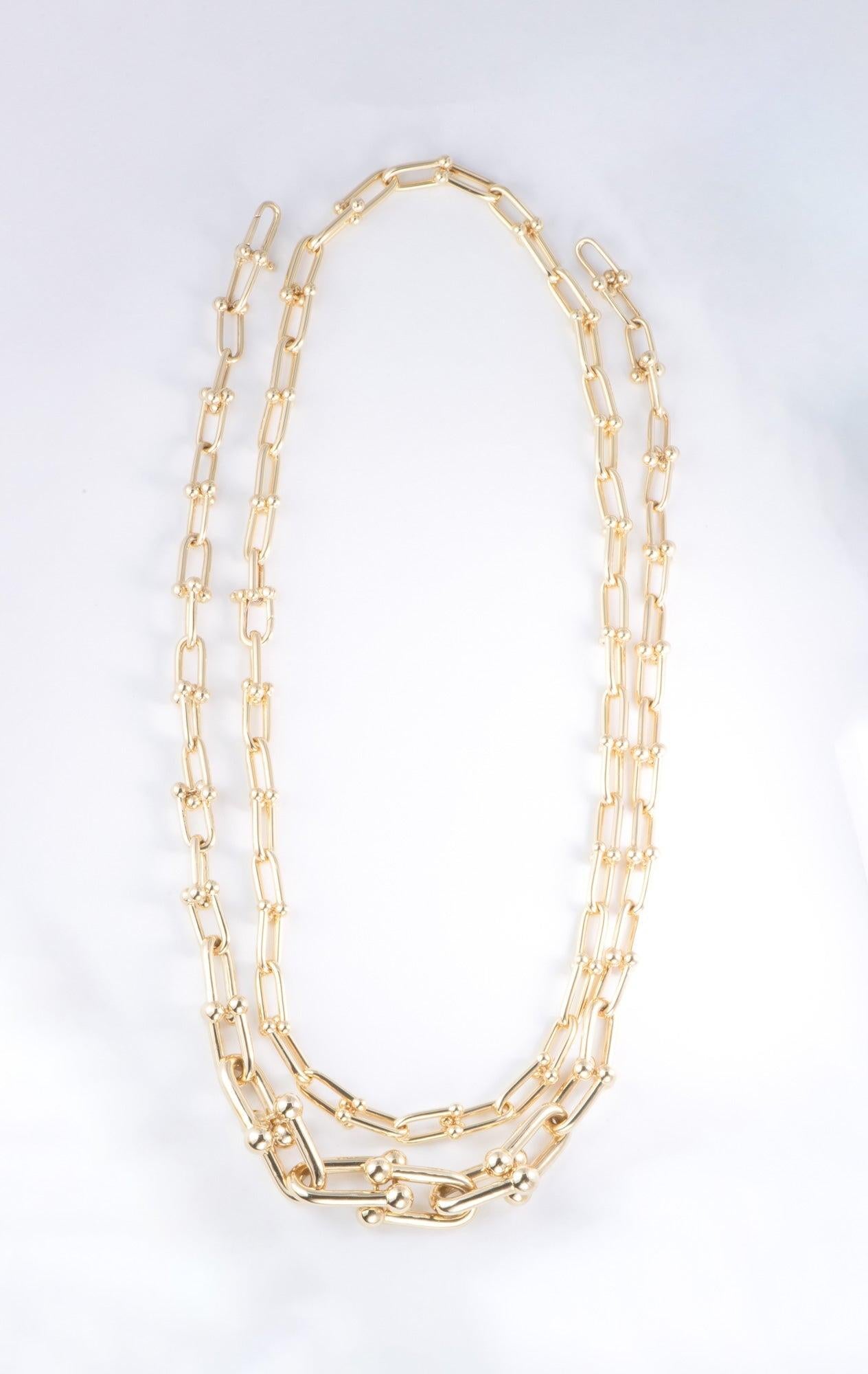 Women's or Men's 18K Gold Graduated Size Hardwear Link Chain Necklace 25g R4694
