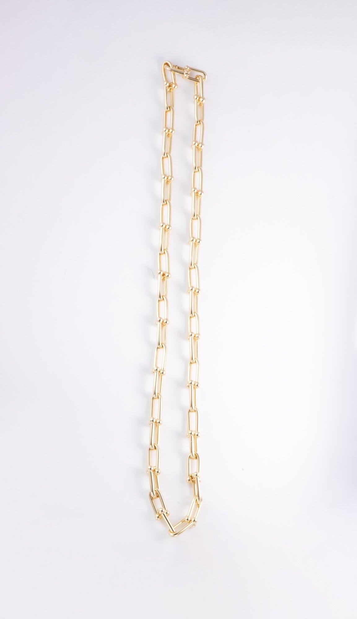 18K Gold Graduated Size Hardwear Link Chain Necklace 25g R4694 1
