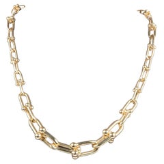18K Gold Graduated Size Hardwear Link Chain Necklace 25g R4694