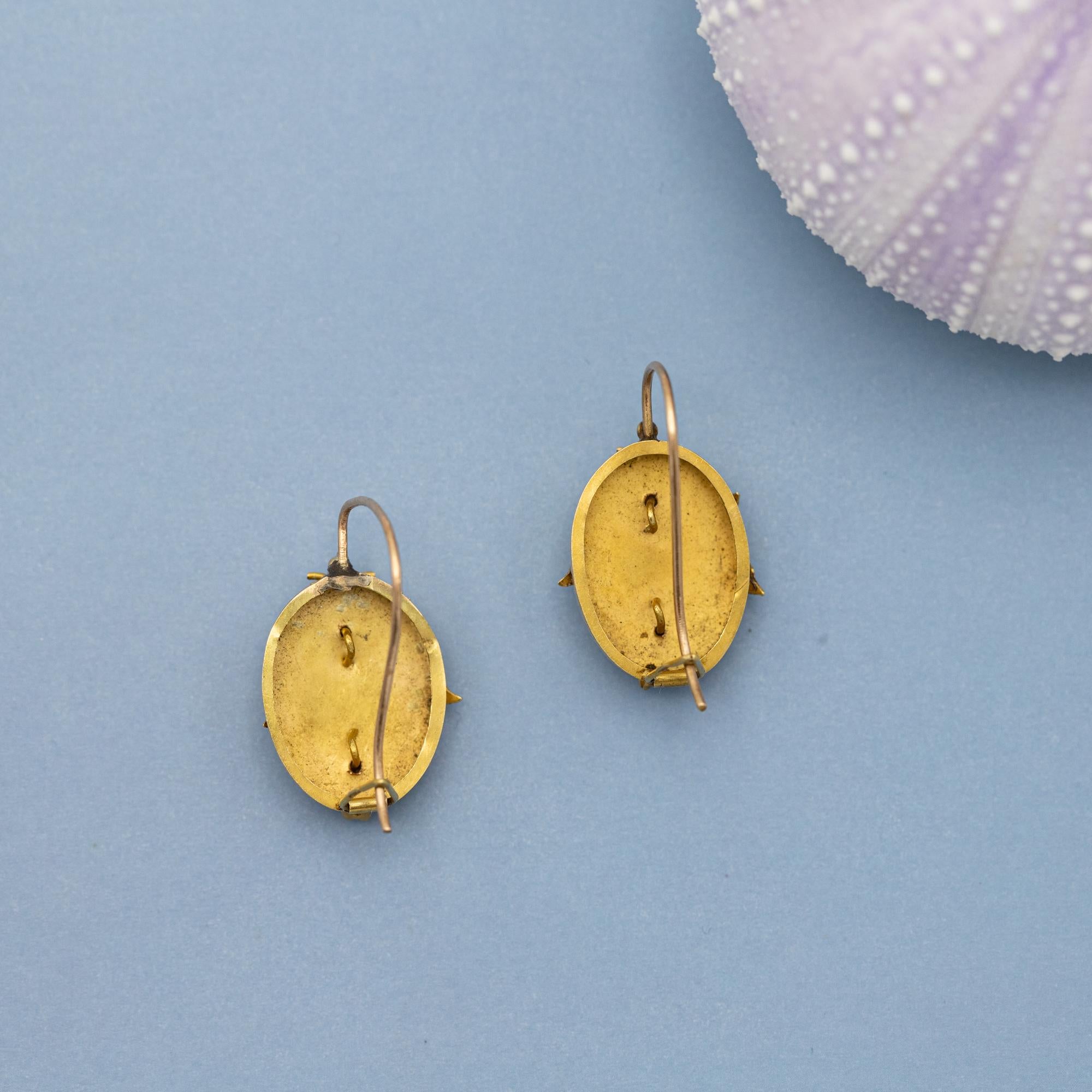 18K gold grapes earrings - Antique sleepers, Victorian Dormeuses - Art Nouveau 1