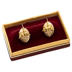 18K gold grapes earrings - Antique sleepers, Victorian Dormeuses - Art Nouveau