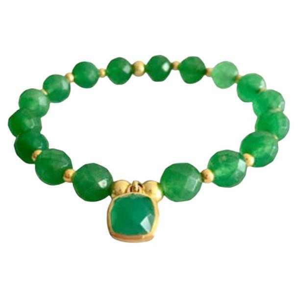 18K Gold Green Onyx Heart Chakra Bracelet (Love) by Elizabeth Raine For Sale