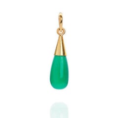 18K Gold Green Onyx Heart Chakra Droplet Pendant Necklace by Elizabeth Raine