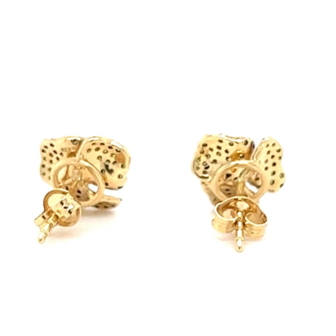 Modern 18K Gold Green Diamond & Yellow Sapphire Flower Earrings