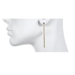 18 Karat Gold Grey Raw Diamond Bar Earrings