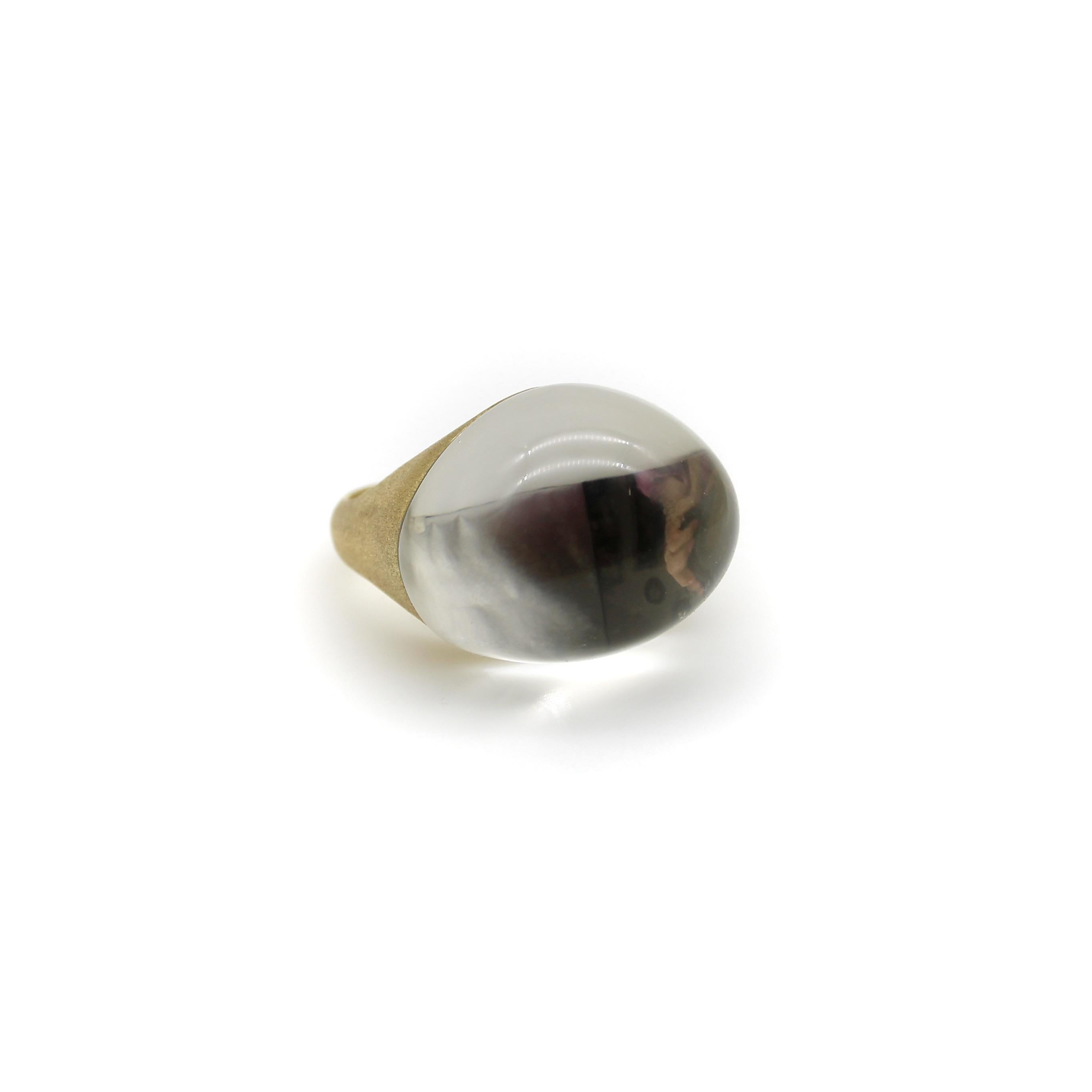 Modern 18K Gold H. Stern Golden Stones Ring with Rock Crystal