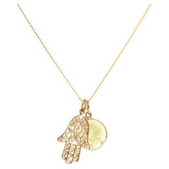 18K Gold Hamsa Amulet + Carnelian Sacral Chakra Pendant Necklace