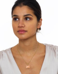 18k Gold Hand Carved Coral Crab Pendant