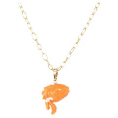 18k Gold Hand Carved Veiltail Fish Pendant