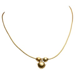 18K Gold Hand-Rolled Chain with Gold Pendant