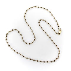 18K Gold Hand Wired Salt and Pepper Diamond Faceted Bead Necklace