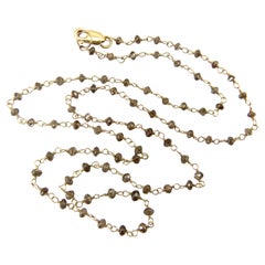 18K Gold Hand Wired Salt and Pepper Diamond Faceted Bead Necklace