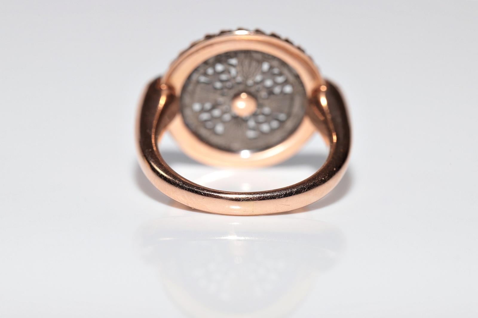 Oro de 18 quilates Hecho a Mano Parte Principal Plata Diamante Natural  Anillo estilo redondo en venta 5