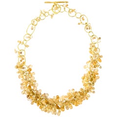 18k Gold Handmade Chain Necklace with Citrines