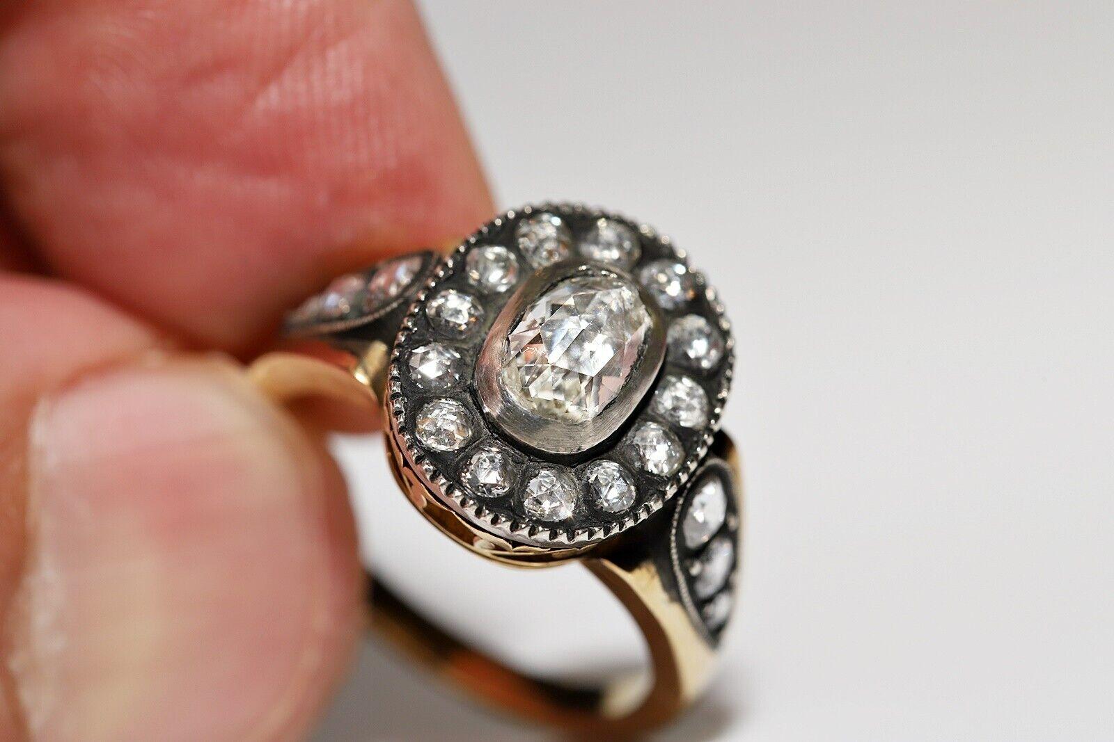 18k Gold Handmade Natural Rose Cut Diamond Decorated Cocktail Ring In New Condition For Sale In Fatih/İstanbul, 34