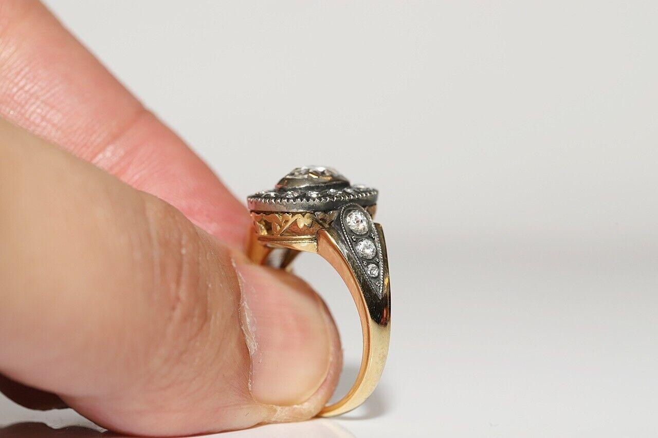 18k Gold Handmade Natural Rose Cut Diamond dekoriert Cocktail Ring im Zustand „Neu“ im Angebot in Fatih/İstanbul, 34