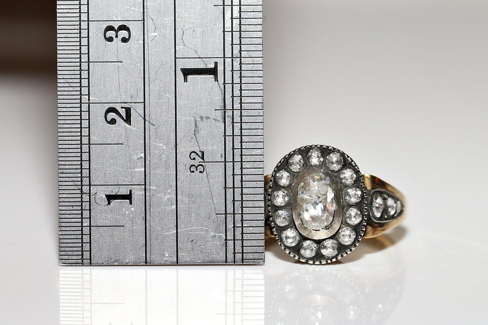 18k Gold Handmade Natural Rose Cut Diamond dekoriert Cocktail Ring Damen im Angebot