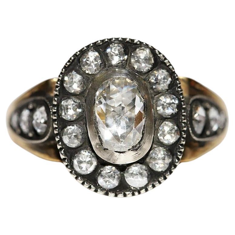 18k Gold Handmade Natural Rose Cut Diamond dekoriert Cocktail Ring