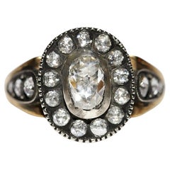 18k Gold Handmade Natural Rose Cut Diamond dekoriert Cocktail Ring