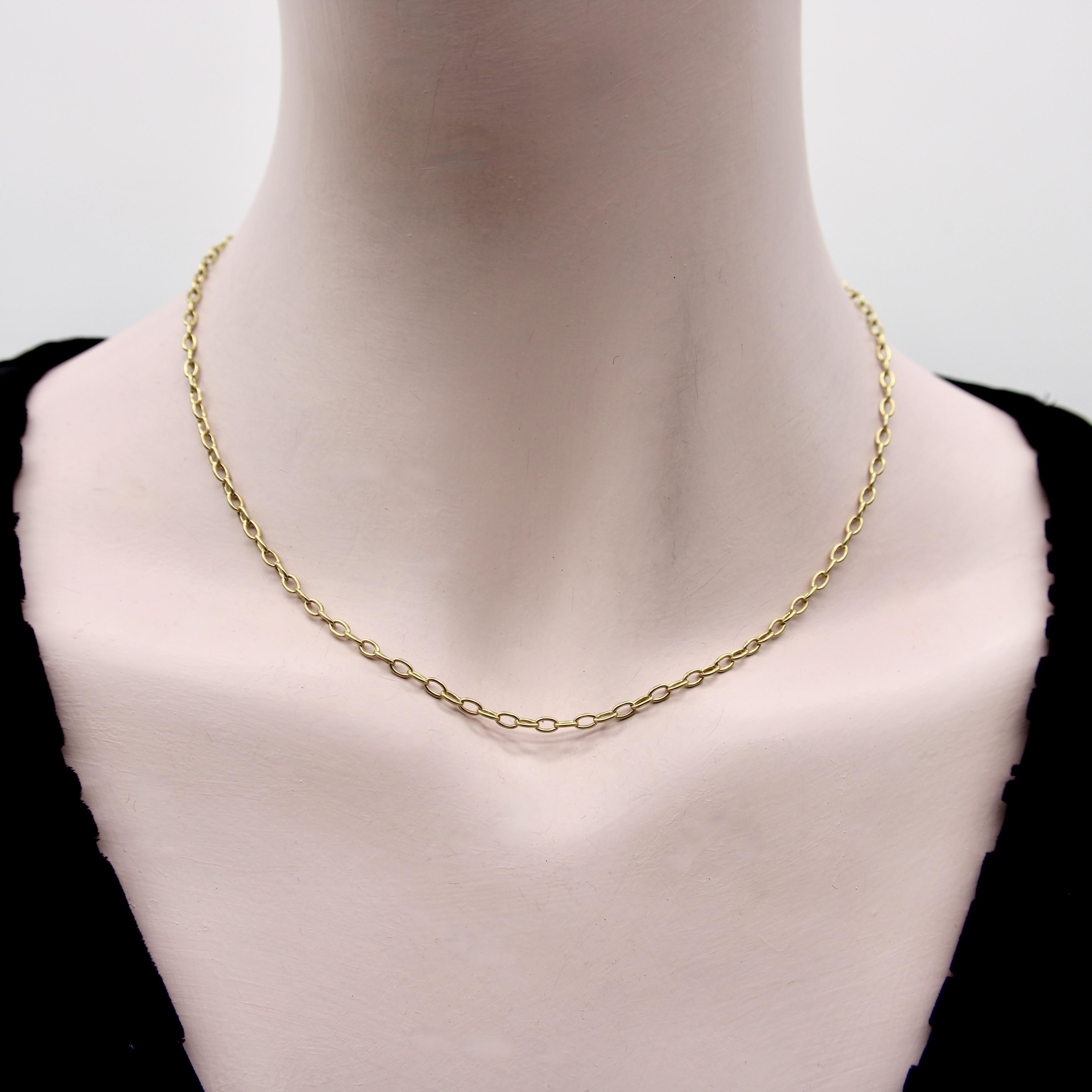 18K Gold Handmade Vintage Belcher Link Chain In Good Condition In Venice, CA