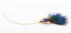 18K Gold Hatpin Brooch Lapis Lazuri Batya Wang, 1980