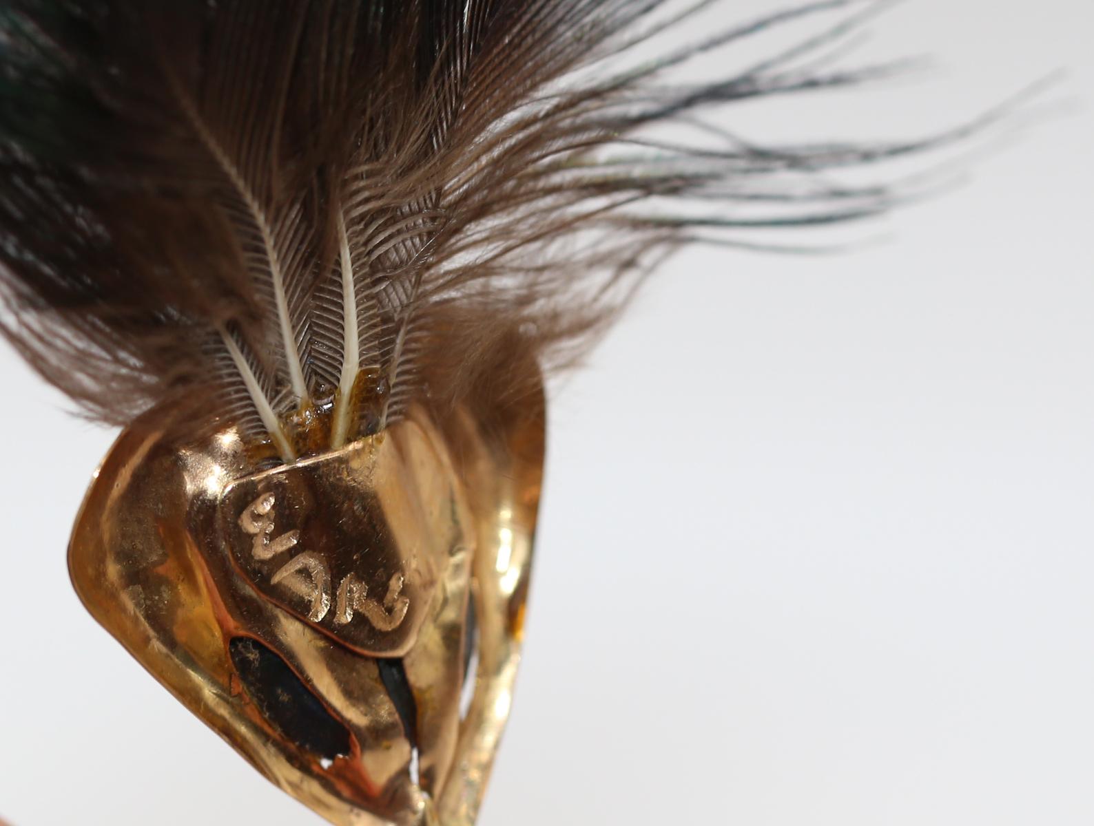 18K Gold Hatpin Brooch Lapis Lazuri Batya Wang, 1980 For Sale 2