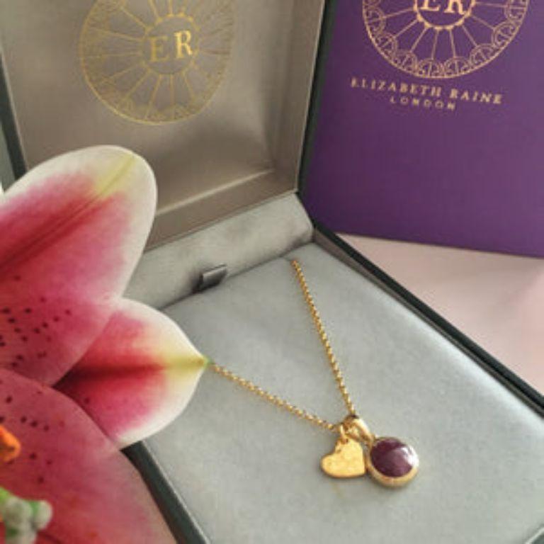 18K Gold Heart Amulet + Amethyst Crown Chakra Pendant Necklace For Sale 6