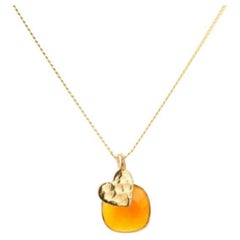 18K Gold Heart Amulet + Carnelian Sacral Chakra Pendant Necklace
