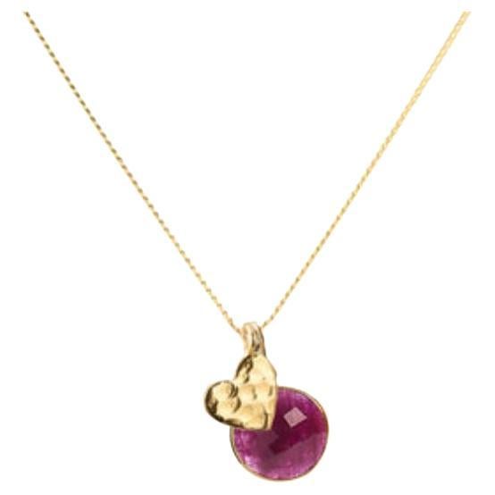 Women's or Men's 18K Gold Heart Amulet + Citrine Solar Plexus Chakra Pendant Necklace For Sale