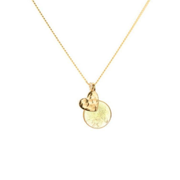 18 Karat Gold Herz Amulet + Grüner Onyx Herz Chakra Anhänger Halskette im Angebot 2