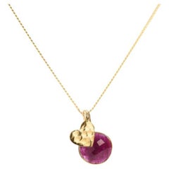 18K Gold Heart Amulet + Ruby Root Chakra Pendant Necklace by Elizabeth Raine