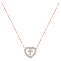 Used 18k Gold Heart Cross Diamond Necklace Valentine Jewelry