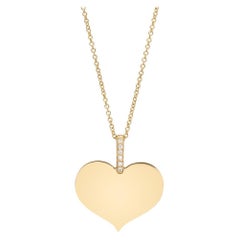 18k Gold Heart Pendant with Pavé Diamond Bale