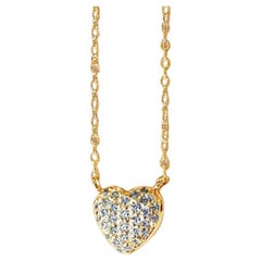 18k Gold Heart Shaped Diamond Necklace, Heart Necklace