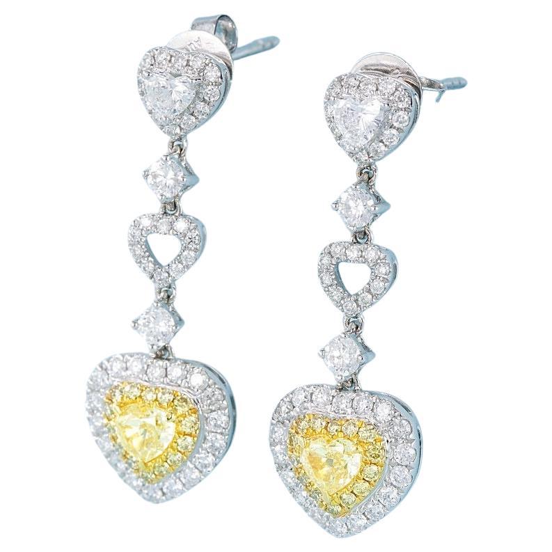 18K Gold Heart-Shaped Halo Earrings with Natural Diamonds