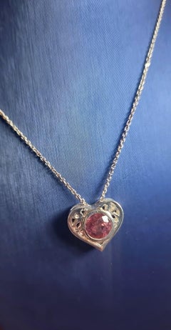 18K Gold Heart-Shaped Pendant with 4ct Natural Pink Tourmaline