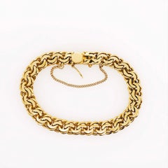 18 Karat Gold Heavy Link Charm Bracelet, Yellow Gold Large Chain Bracelet