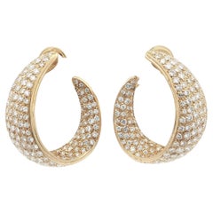 Orecchini a cerchio in oro 18 carati di alta qualità con diamanti a pavé brillante da 6 ct.
