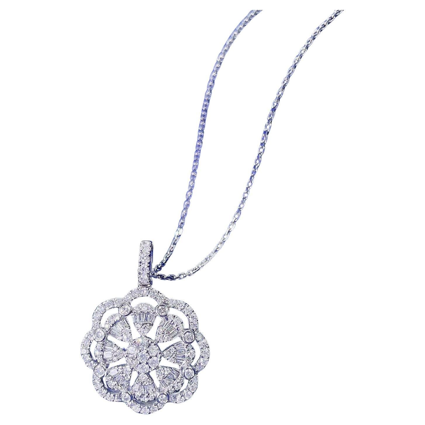 18K Gold Hollow Floral Wreath Necklace with Natural Diamonds