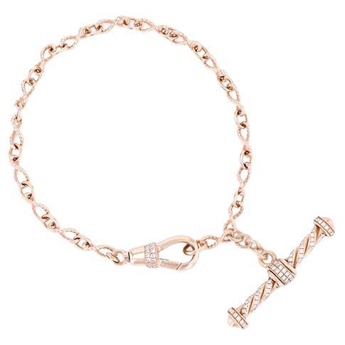 18K Gold Hook bracelet with White Diamond T-bar  For Sale