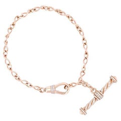18K Gold Hook bracelet with White Diamond T-bar 