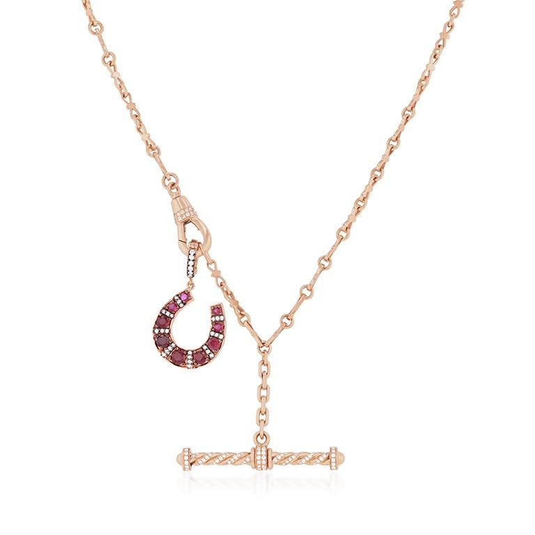 18 Karat GoldHakenkette mit weißem Diamant-T-Bar im Zustand „Neu“ im Angebot in Beirut, LB