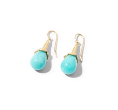 18k Gold Hook Earrings with Pear-Shaped Amazonite Drops