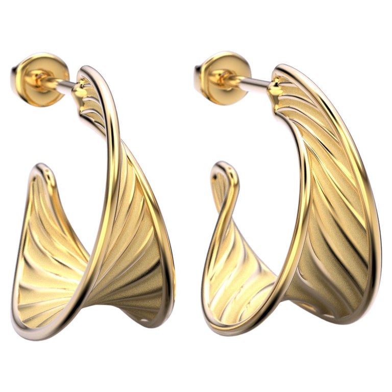 18k Gold Hoop Earrings Designed and Crafted in Italy For Sale at 1stDibs