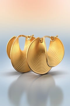 18k Gold Hoop Earrings, Oltremare Gioielli Gold Earrings Made in Italy