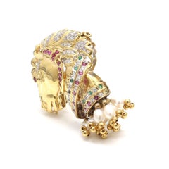 18K Gold Horse Pin Brooch with 1.95ct Diamonds 0.66ct Ruby 0.3ct Emerald