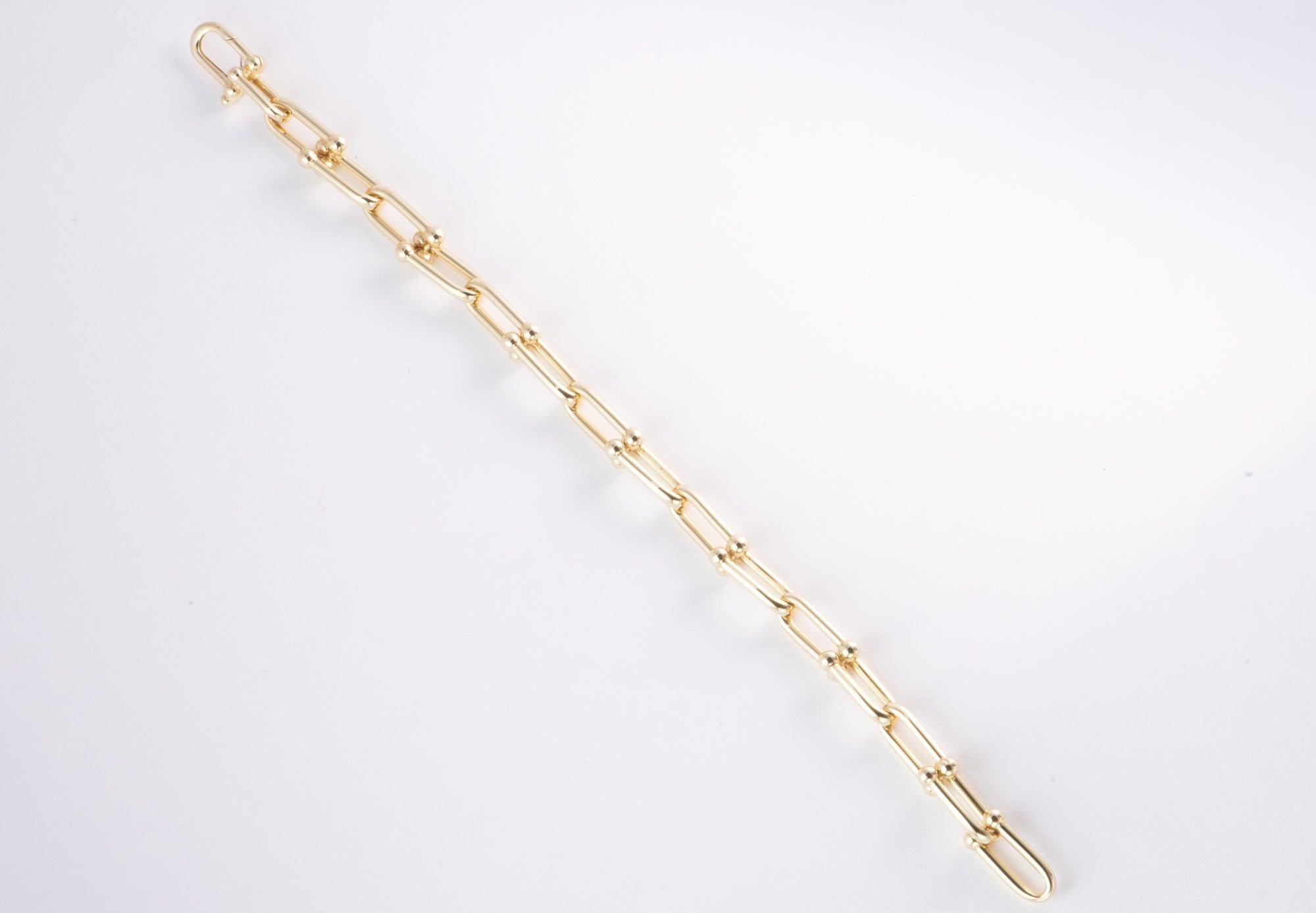 Bracelet en or 18K à maillons en fer à cheval 8g+ Designer Style R2132 

♥ Bracelet à maillons en fer à cheval en or massif 18K 8.45g, réglable et convertible en collier
L'article mesure 7
