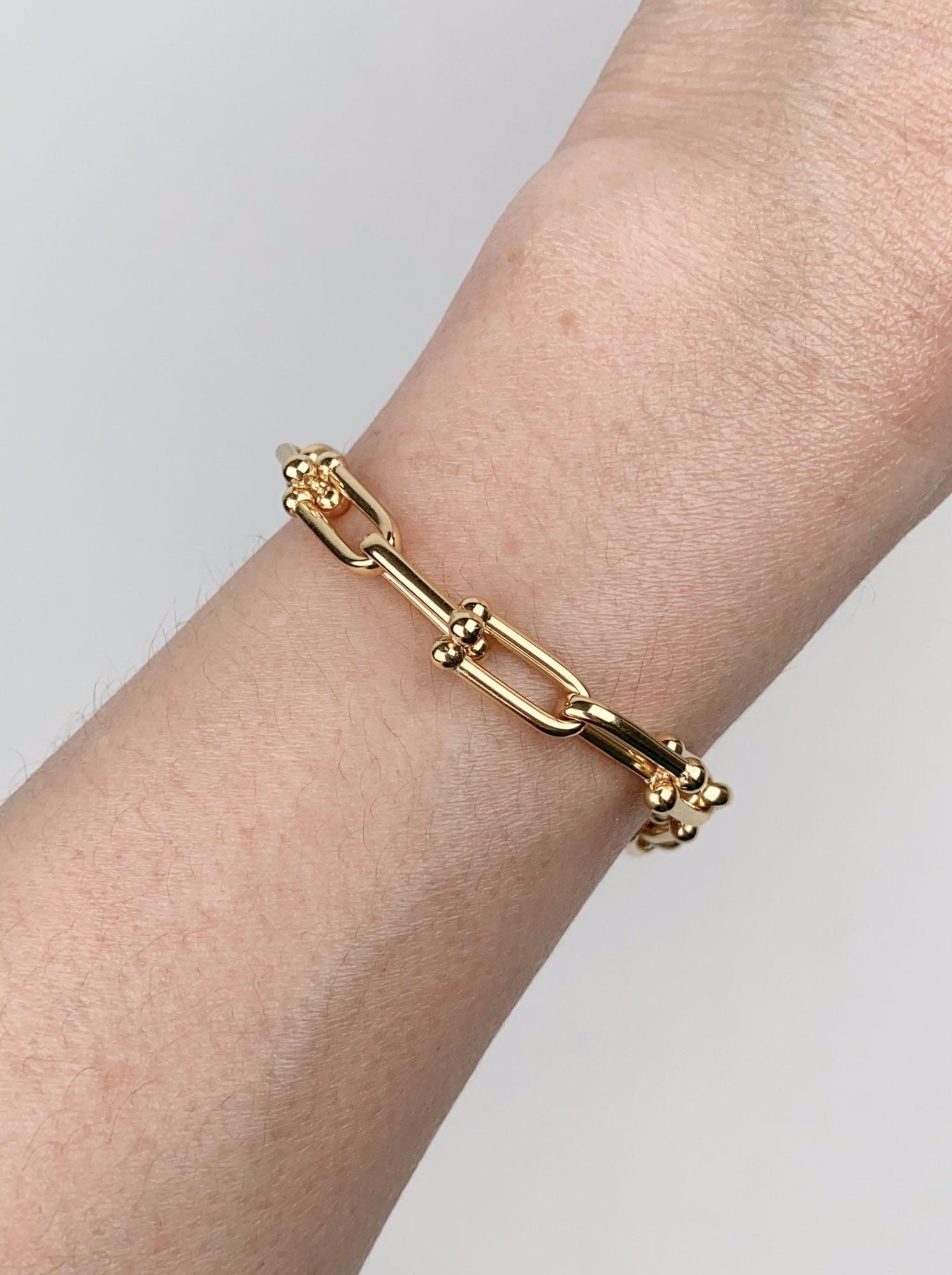 Bracelet à maillons en fer à cheval en or 18 carats 8 g+ style designer R2132 Unisexe en vente