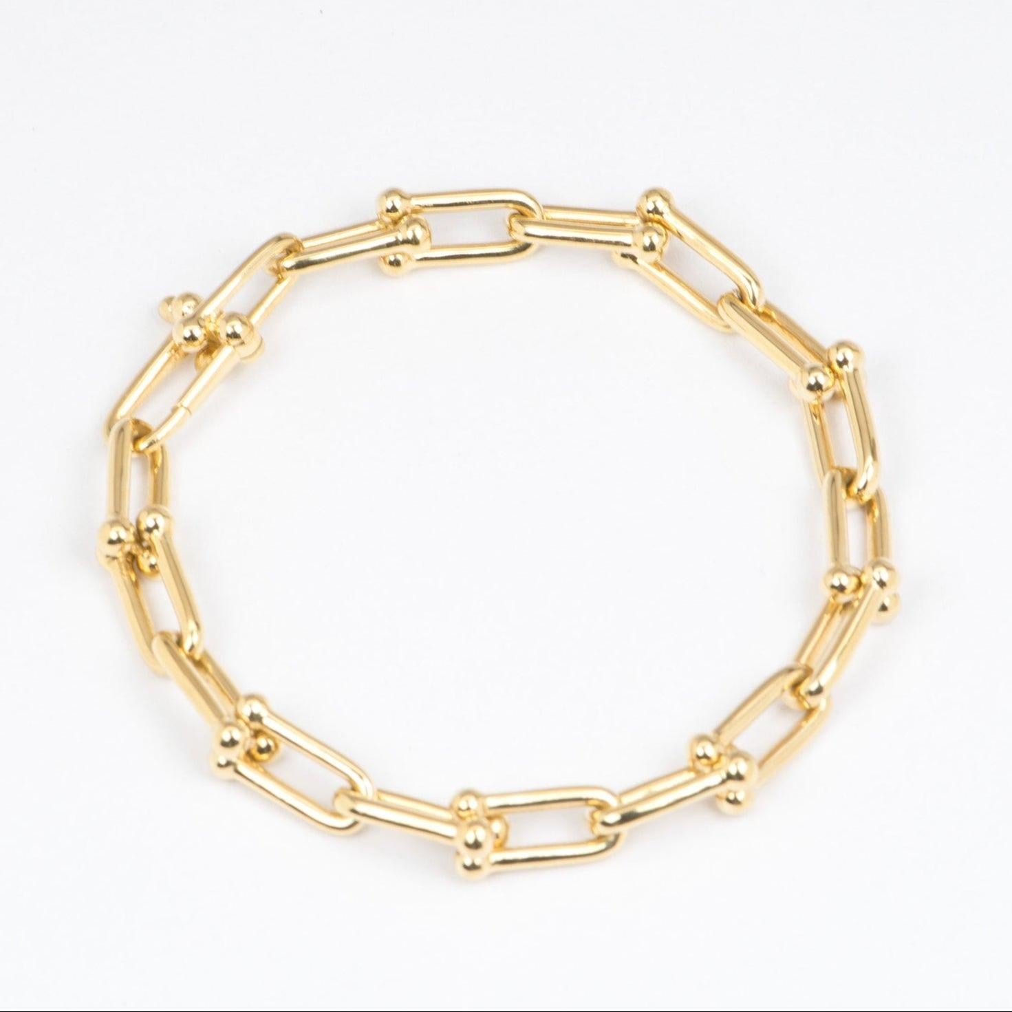 Bracelet à maillons en fer à cheval en or 18 carats 8 g+ style designer R2132 en vente